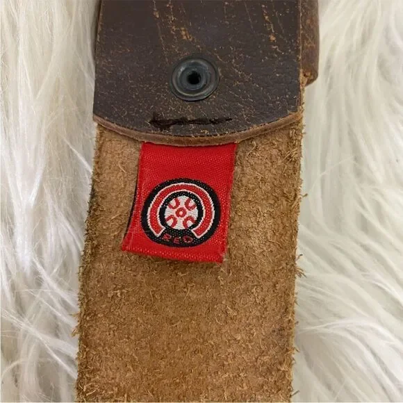 Red Mens Brown  Leather Studded Adjustable with Buckle Western Belt Brown XXL - Picture 6 of 7